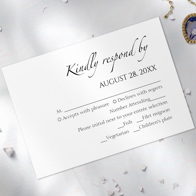 Cartes modernes de mariage noir et blanc RSVP (Créateur téléchargé)