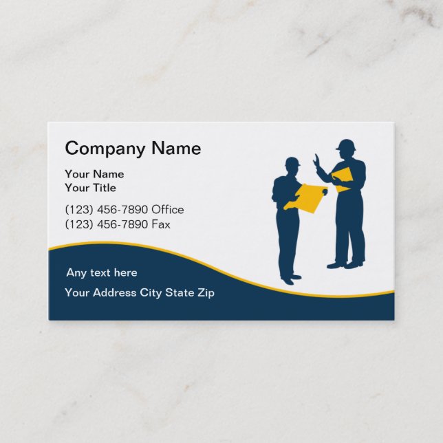 Cartes modernes d'entreprise de construction (Devant)