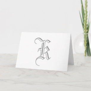 Cartes Monogram K pour Mariage gris blanc