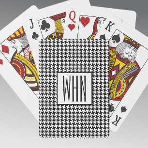 Cartes Monogramme Mince Noir et Blanc à Carreaux, Jeu de