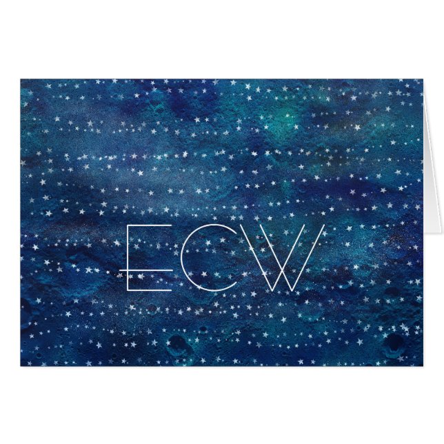 Cartes Monogrammes Contemporaines - Lignes Étoiles (Devant horizontal)