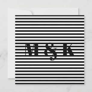 Cartes monogrammes personnalisées noir blanc rayur