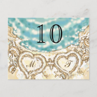 Cartes Monogrammes sur la carte de table de plage