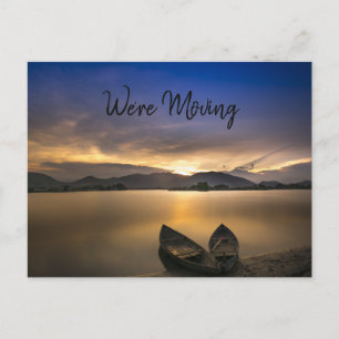 Cartes Montagnardes de Bateaux au Coucher du Solei