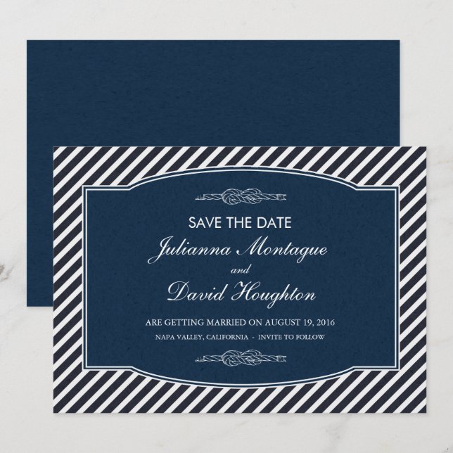 Cartes 'Nœud de Marin - Save the Date' (Devant / Derrière)
