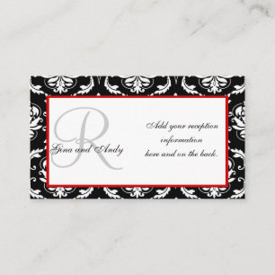 Cartes noires et rouges de réception de mariage