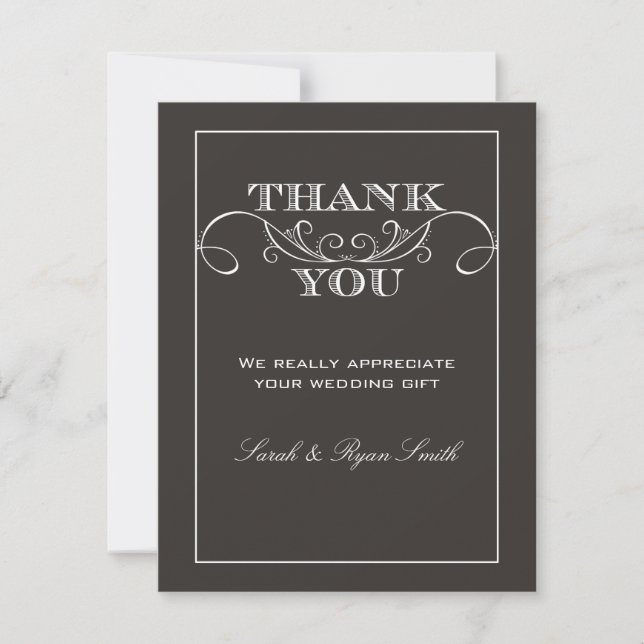 Cartes noires modernes de Merci de mariage (Devant)