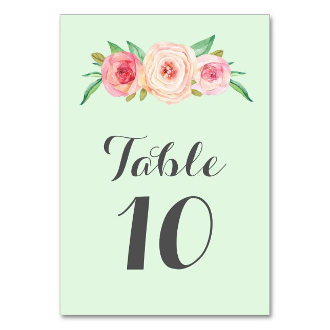 Cartes Numéro de table de la menthe rose pâle (Par défaut)