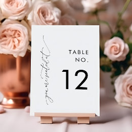 Cartes Numéro de table de Mariage noir et blanc mo
