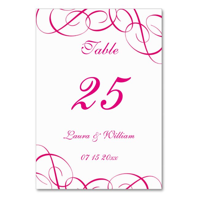 Cartes Numéro de table mariage | Fuchsia (Par défaut)