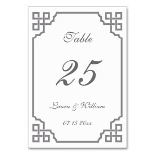 Cartes Numéro de table mariage Gris Vintage