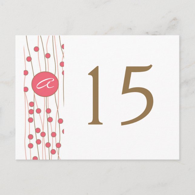 Cartes Numéro de tableau Mariage Monogramme (Devant)