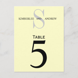 Cartes Numéro de tableau Mariage Monogramme Crème