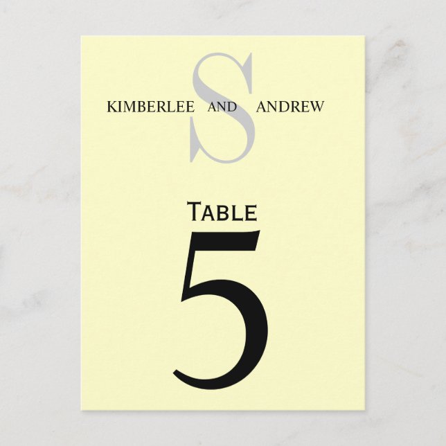 Cartes Numéro de tableau Mariage Monogramme Crème (Devant)