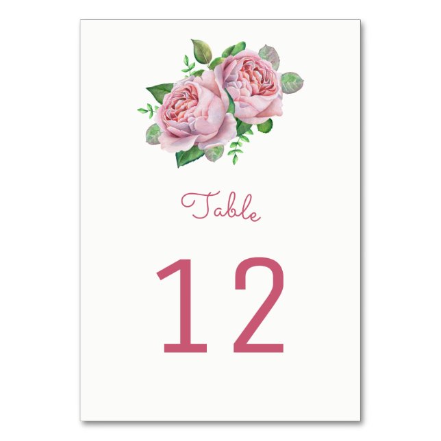 Cartes Numéro de tableau Roses roses (Par défaut)