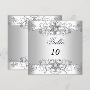 Cartes Numéro de tableau Silver White Diamond