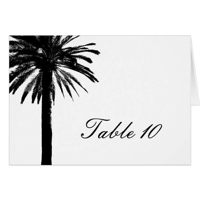 Cartes numérotées de table avec palmier pour récep (Devant Horizontal)