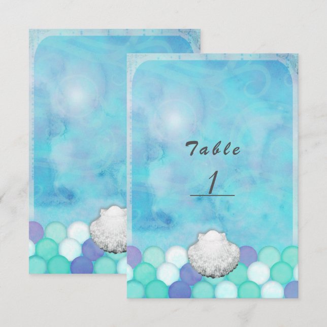 Cartes numérotées de table de fête à écailles de s (Devant / Derrière)