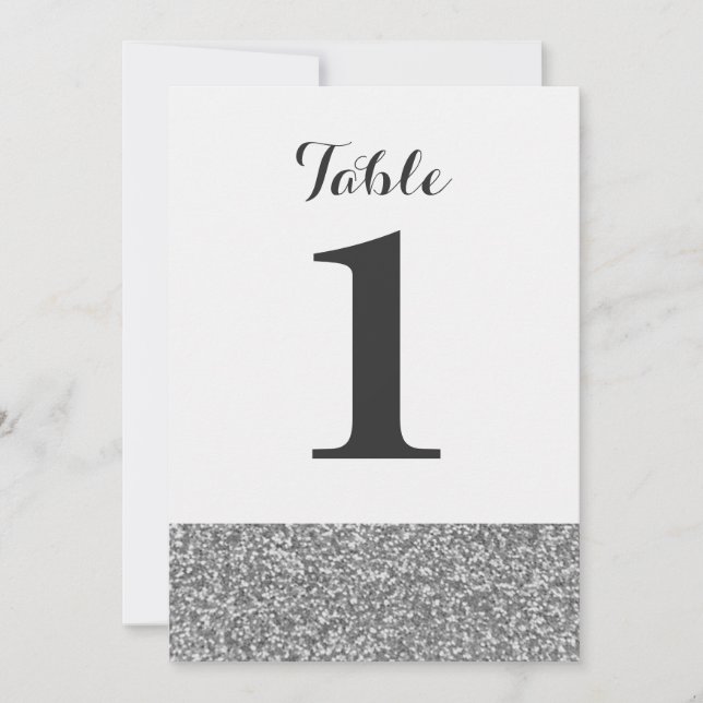 Cartes numérotées de table de mariage pailletées é (Devant)