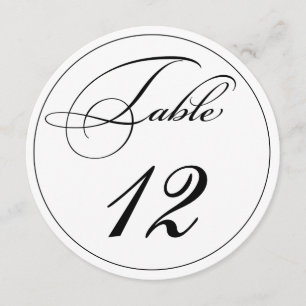 Cartes numérotées de table ronde à écriture élégan