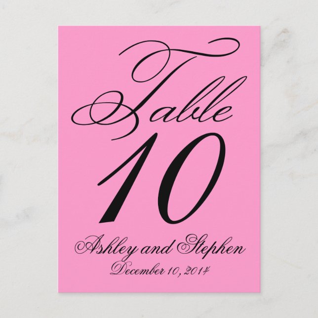 Cartes numérotées élégantes de table de mariage ro (Devant)