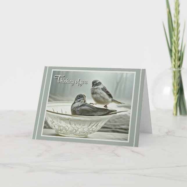 Cartes Oiseaux chanteurs - Pensant à vous - Priant (Devant)