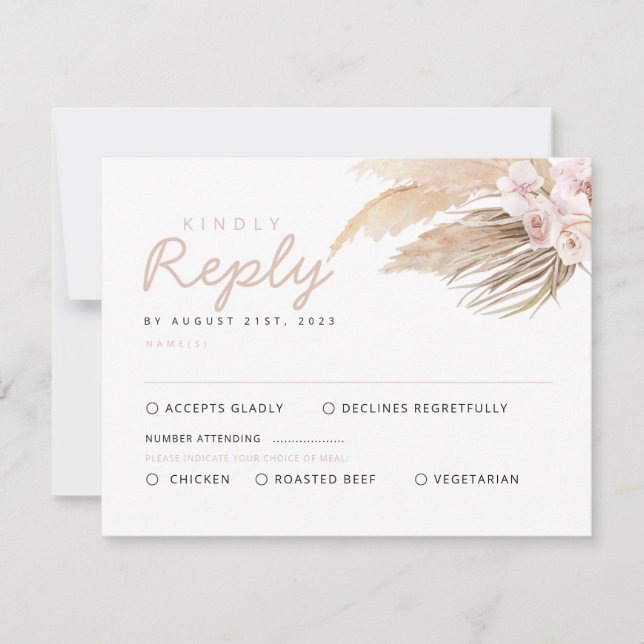 Cartes Pampas Grass RSVP (Devant)