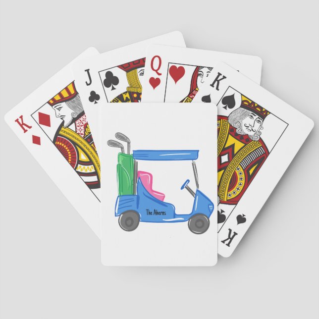 Cartes Panier de golf personnalisé Preppy Blue Jeu de car (dos)