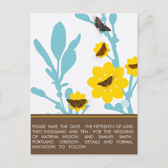 cartes Papillons - Enregistrez la date (Devant)