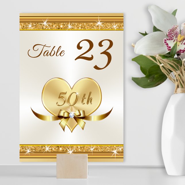 Cartes personnalisées 50e anniversaire de la Table (50th Anniversary Table Cards. 50th wedding anniversary party supplies. Golden wedding anniversary. )