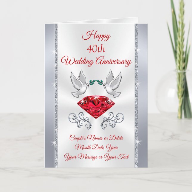 Cartes personnalisées pour le 40e Mariage annivers (Devant)