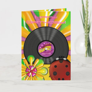 Cartes personnalisées Retro Psychedelic Vinyl Reco
