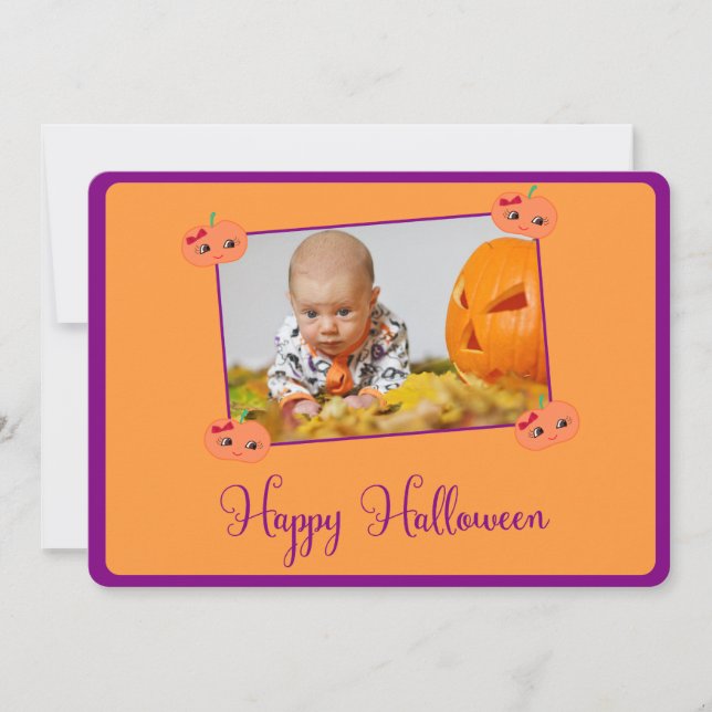 Cartes personnalisées rondes Joy Halloween avec ph (Devant)