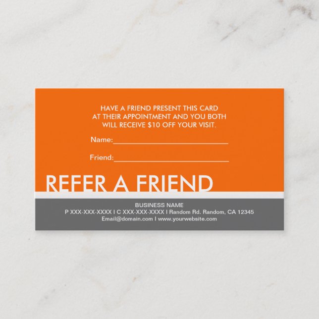 Cartes personnalisées simples gris orange pour rec (Devant)