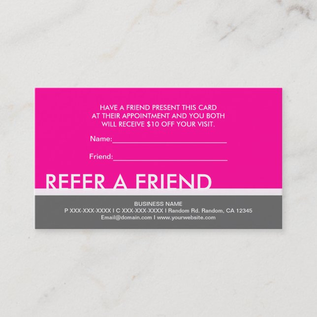 Cartes personnalisées simples gris rose pour recom (Devant)