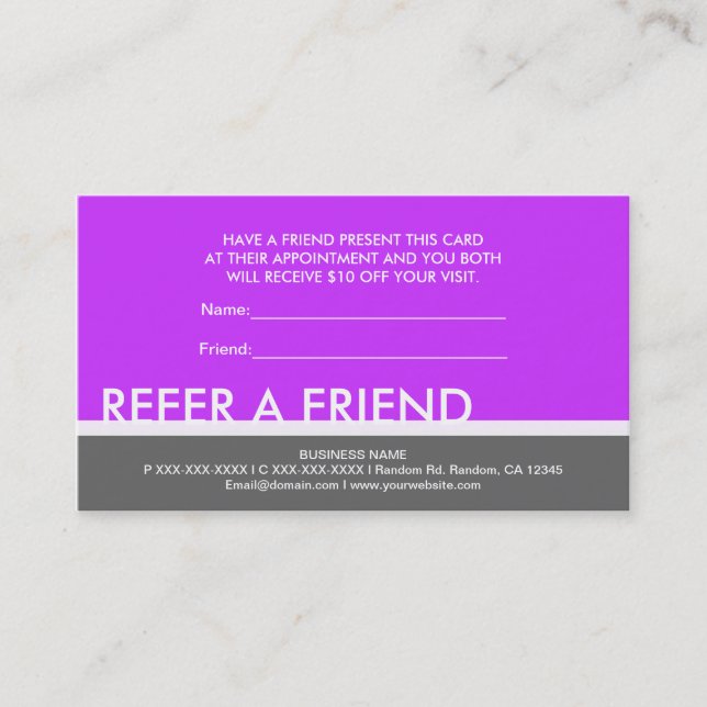 Cartes personnalisées simples gris violet pour par (Devant)