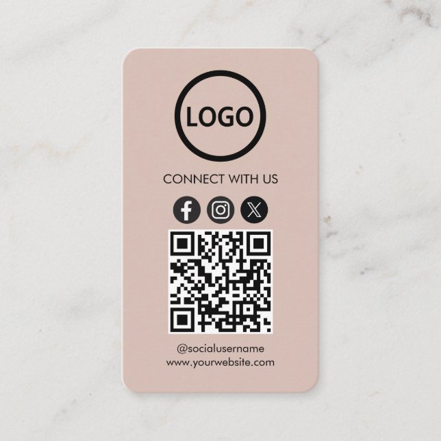 Cartes personnalisées, Social Media QR Code Boho B (Devant)