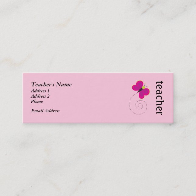 Cartes personnelles de professeur rose mignon (Devant)