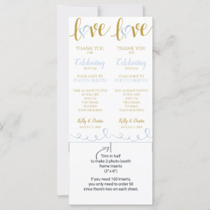 Cartes Photo Booth Love Script -Light Blue & Gol