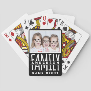 Cartes Photo de famille  Nom personnalisé Nuit de jeu noi