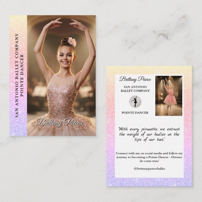 Cartes photo de rencontre de danseur Paillettes Ar (Devant / Derrière)