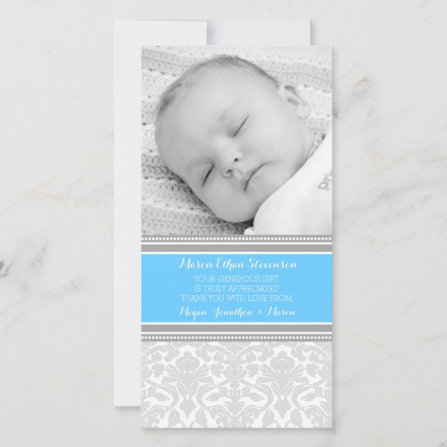 Cartes photos bleus de baby shower de Merci de (Devant)