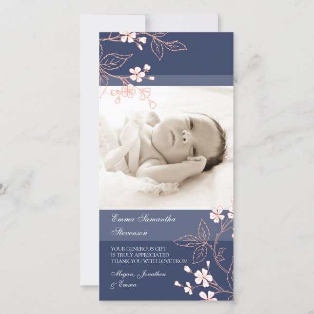 Cartes photos bleus de corail de baby shower de (Devant)