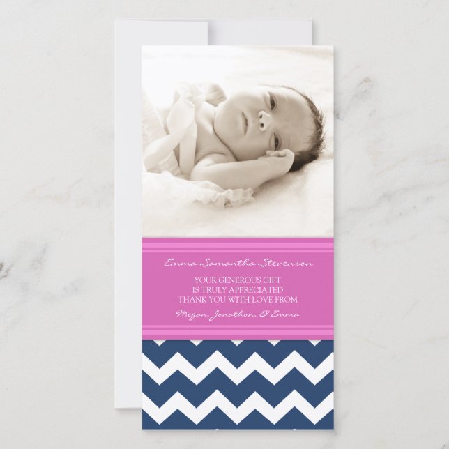 Cartes photos bleus roses de baby shower de Merci (Devant)