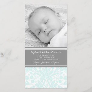 Cartes photos de baby shower de Merci de damassé
