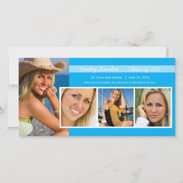 Cartes photos de Faire-part | Bleu (Devant)