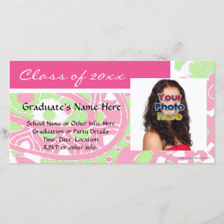 Cartes photos de graduation rose et vert joyeux