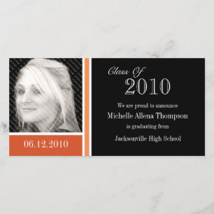 Cartes photos de la Faire-part Orange & Black Grad