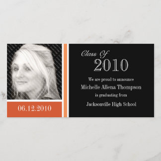 Cartes photos de la Faire-part Orange & Black Grad