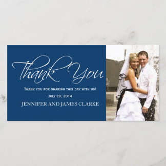 Cartes photos de Merci Mariage bleu blanc